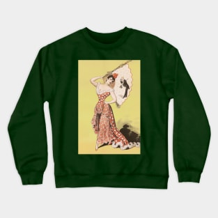 Vintage Poster of Lady in Red Gown Crewneck Sweatshirt